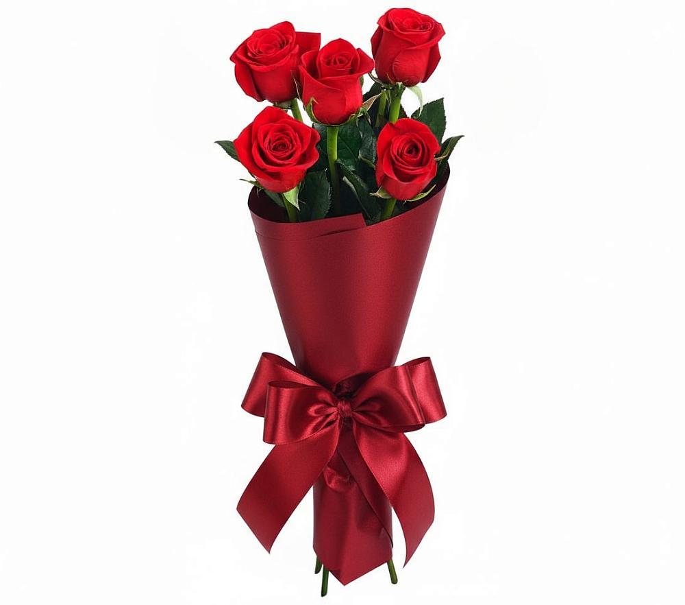 Букет 5 Красных роз Эдлесс Лав в Яблоновском
