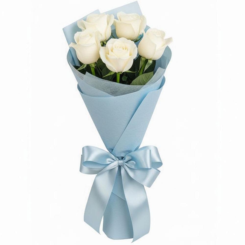 Букет 5 Белых роз Проуд в Яблоновском