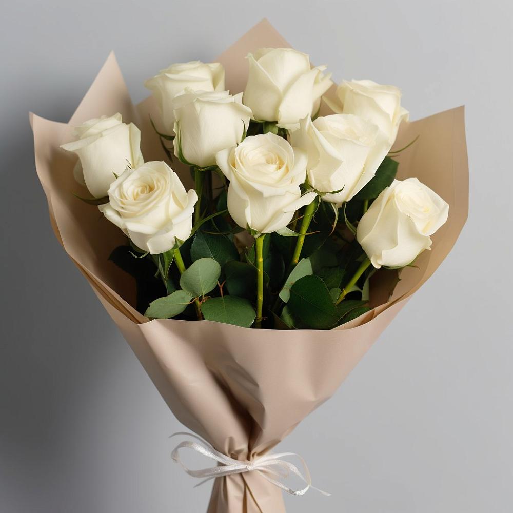 Букет 9 Белых роз Эдлесс Лав в Яблоновском