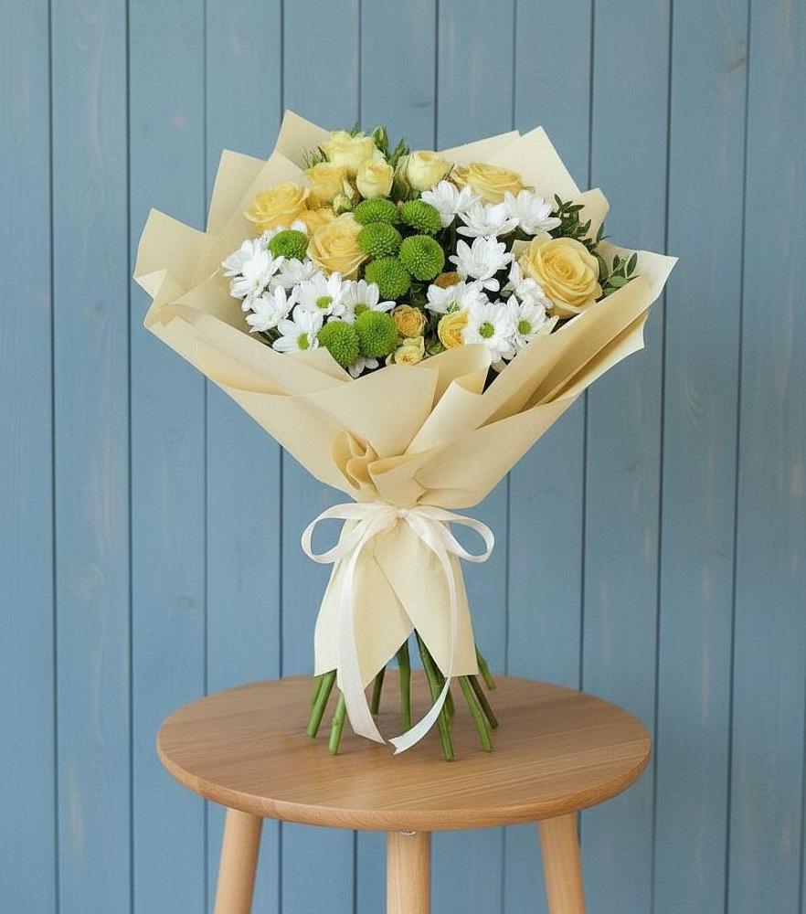 Букет цветов из: Хризантемы и Розы в Яблоновском