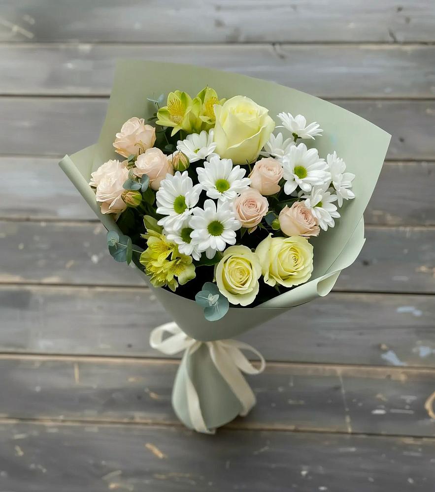 Букет цветов из: Альстромерии, Розы и Хризантемы в Яблоновском