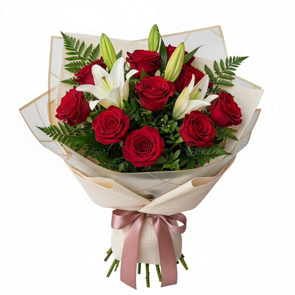 Букет цветов из: Лилии и Розы в Яблоновском