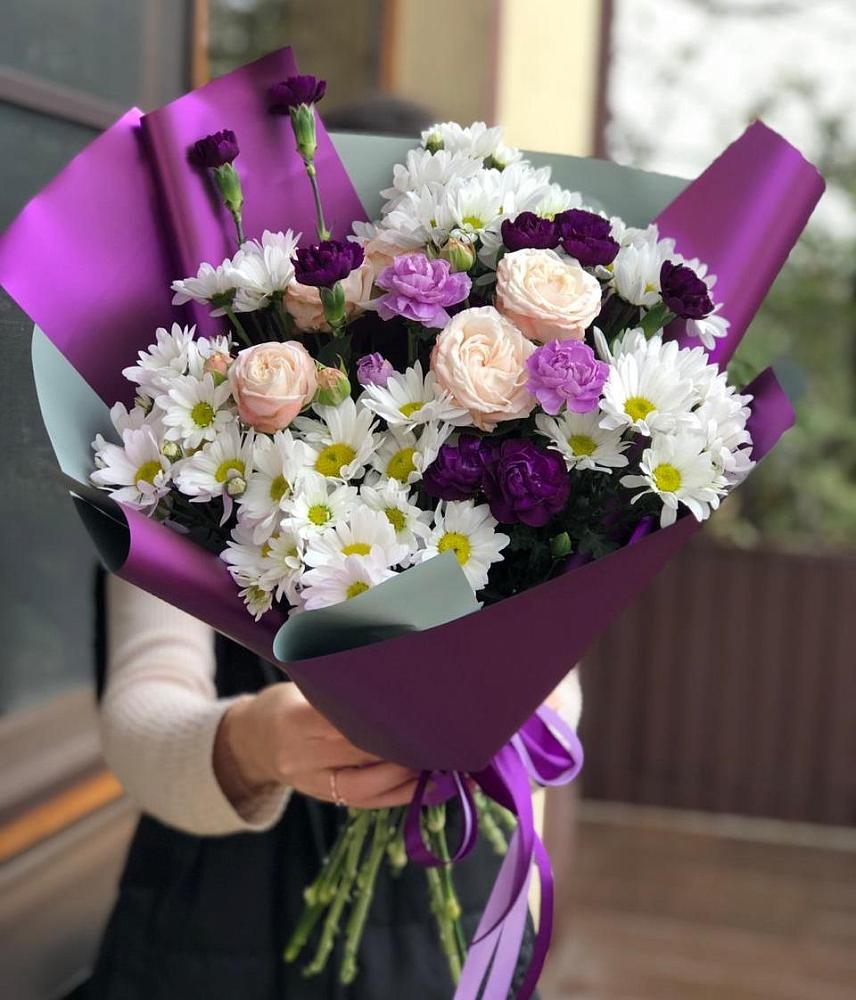 Букет цветов из: Хризантемы, Гвоздики и Розы в Яблоновском