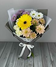 Букет цветов из:  Розы, Герберы и Хризантемы в Яблоновском