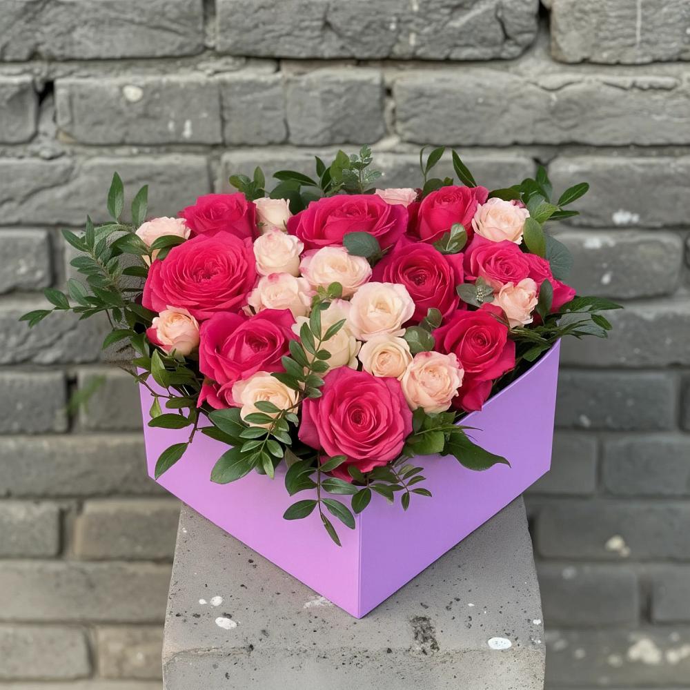 Цветочная композиция из Розы в коробке в Яблоновском