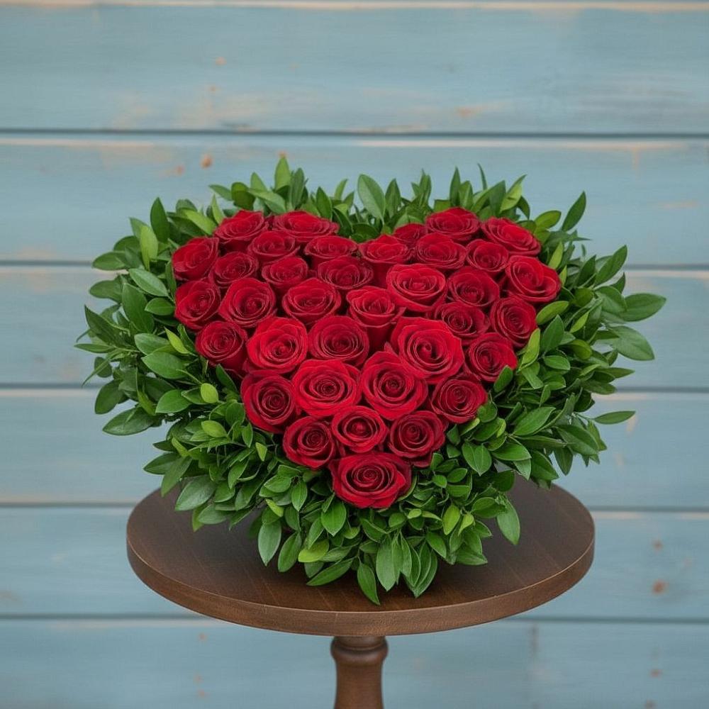 Цветочная композиция из Розы в виде сердца в Яблоновском