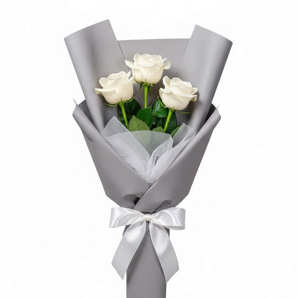 Букет 3 белые розы в Яблоновском