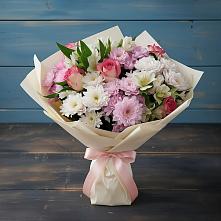 Букет цветов из:  Хризантемы, Альстромерии и Розы в Яблоновском