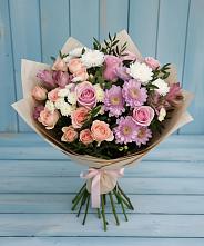 Букет цветов из:  Хризантемы, Розы и Альстромерии в Яблоновском