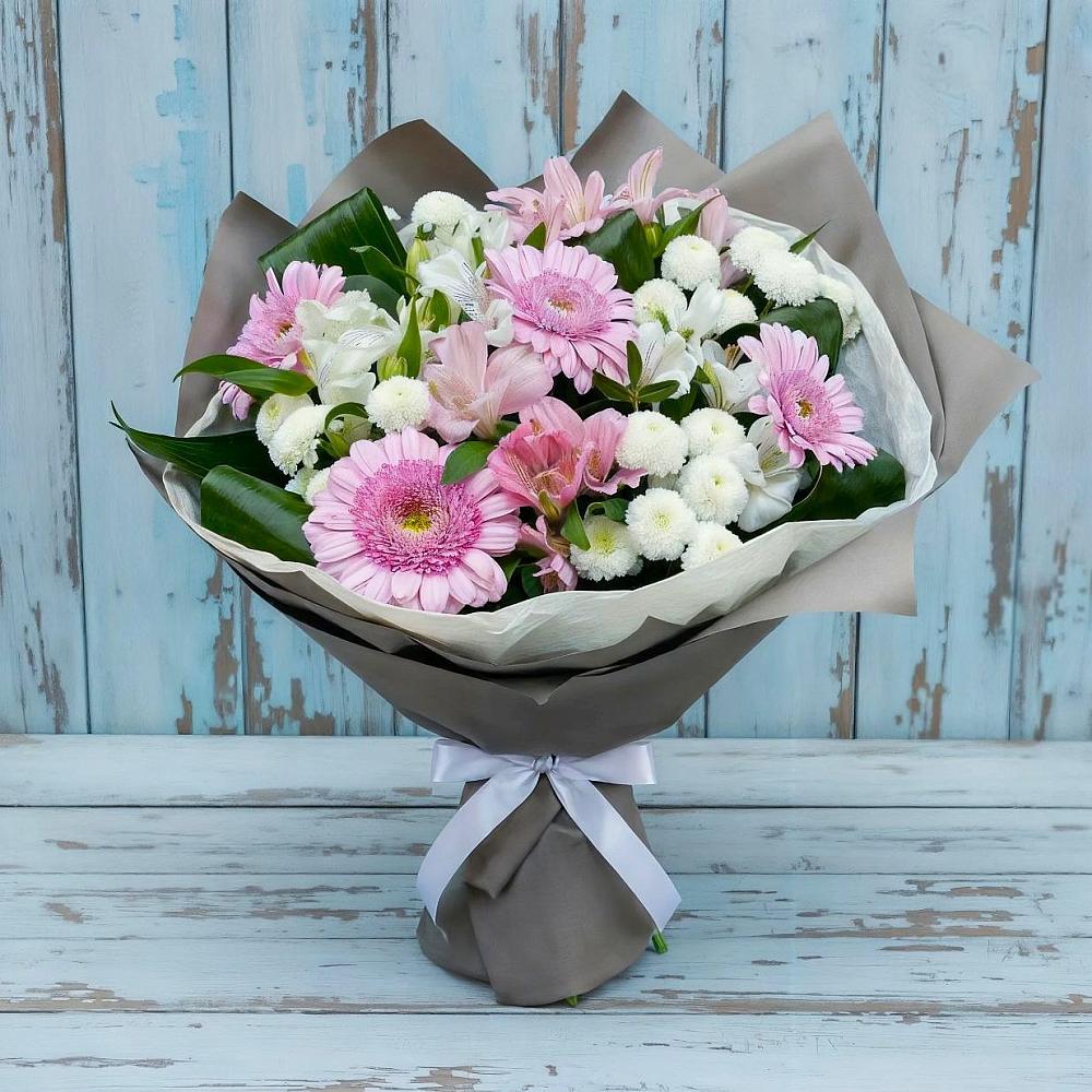 Букет цветов из: Герберы, Альстромерии и Хризантемы в Яблоновском