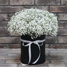 Цветочная композиция из Гипсофила в шляпной коробке в Яблоновском