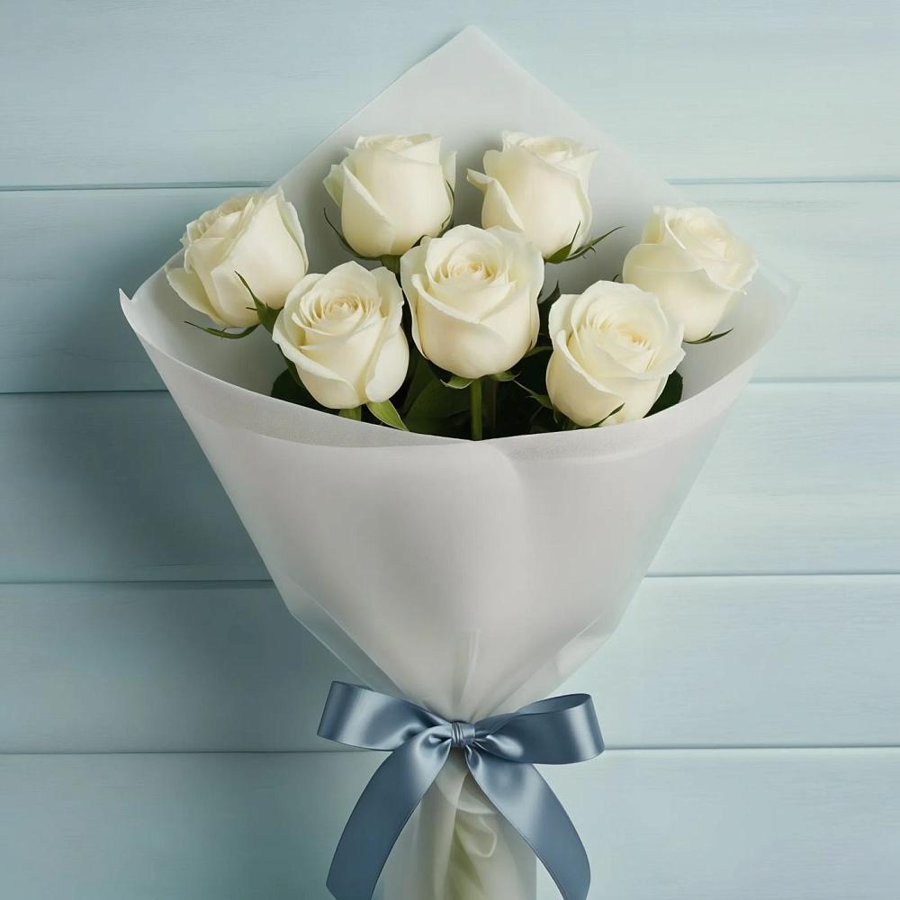 Букет 7 Белых роз Эдлесс Лав в Яблоновском